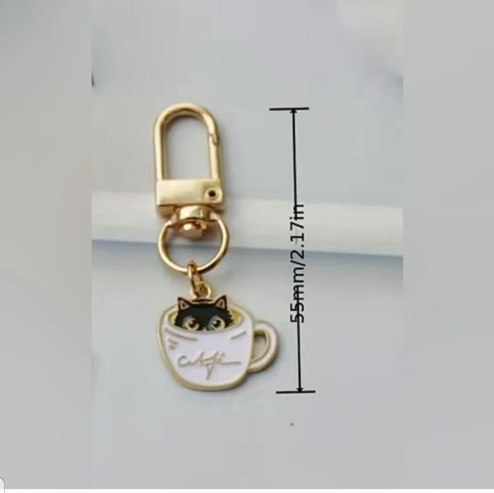 Cat in Cafe Cup Keychain - Picture 2 of 2